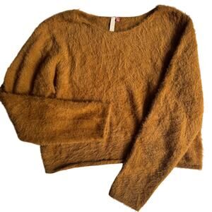 Anthropologie Pilcro Fuzzy Knit Sweater Women’s XL Brown Cropped Cozy Fall Top
